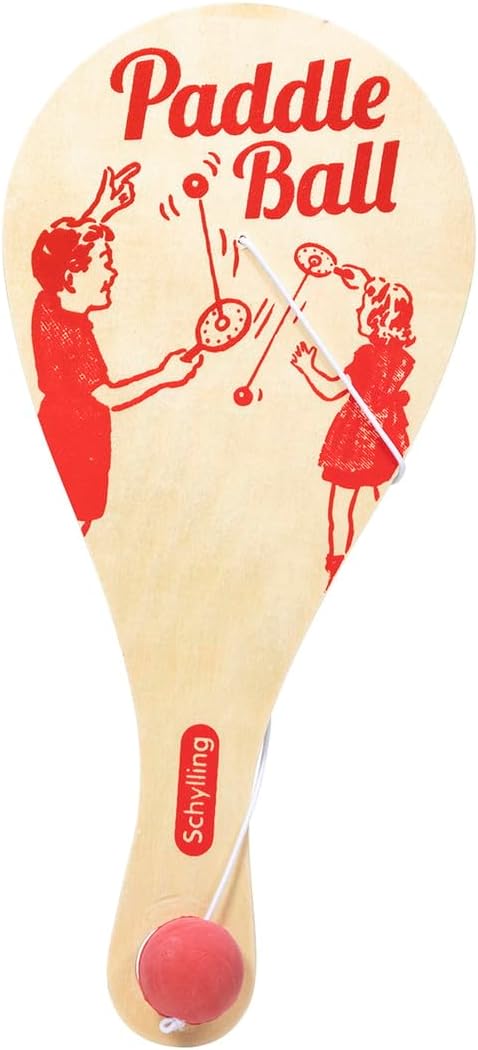Schylling Paddle Ball - Classic Game Made with Real Wood - Ages 5 and Up - One Piece
