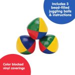 Schylling Classic Juggling Balls - Colorful Vinyl Toss-and-Catch Balls with Bead Filling - Includes 3 Balls and Instructions - Ages 5 and Up - Three Piece Set