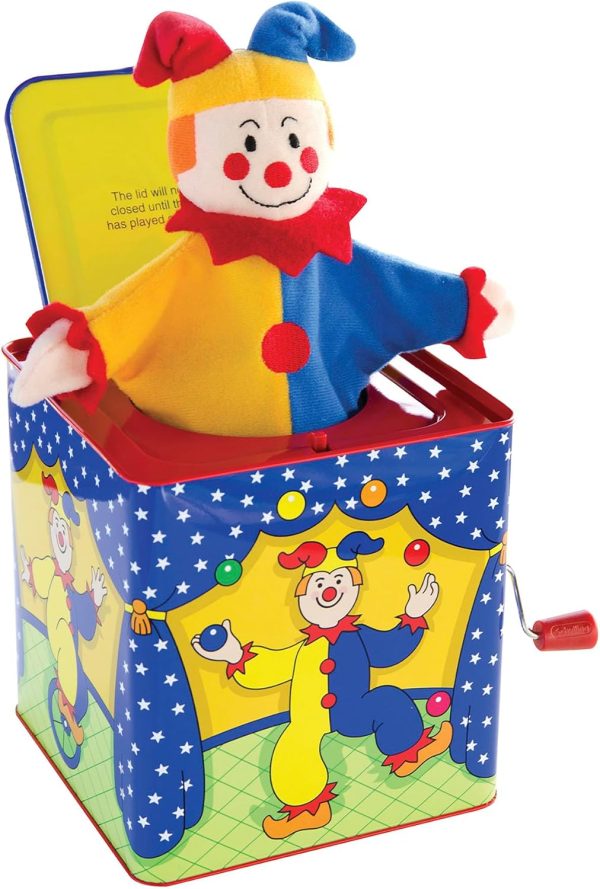 Schylling Jester Jack in the Box - Classic Children's Musical Toy - Colorful and Durable Tin Box with Silly Jester Plush - Age 18 months and Up
