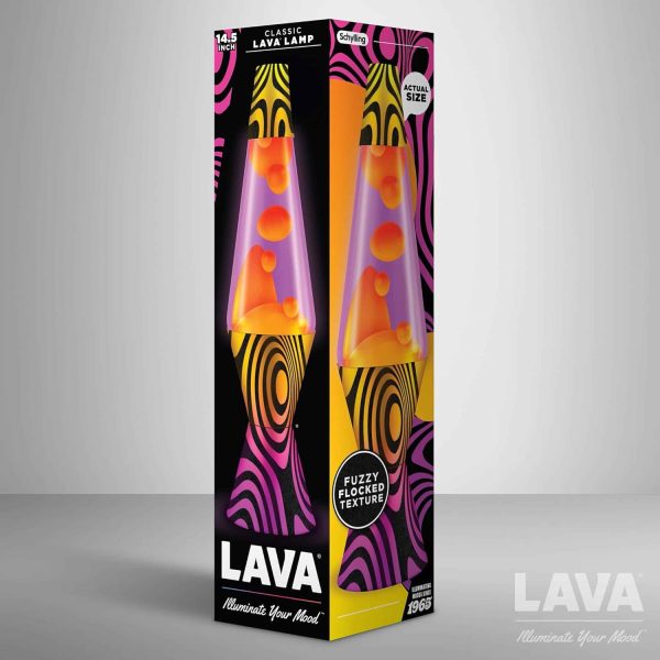 Lava? Lamp - 14.5'' Groovy Gradient Flocked Base - The Original Motion Light - Yellow Wax and Purple Liquid - Item #2015